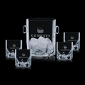 Hillcrest Crystalline Ice Bucket w/ 4 On The Rocks Glasses